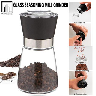 Home Zania Mill Grinder Seasoning Glass Salt Pepper Spice Container Condiment Jar