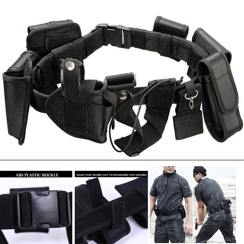 Tactical Police Duty Belt Gun Holster Magazine Flashlight Handcuff