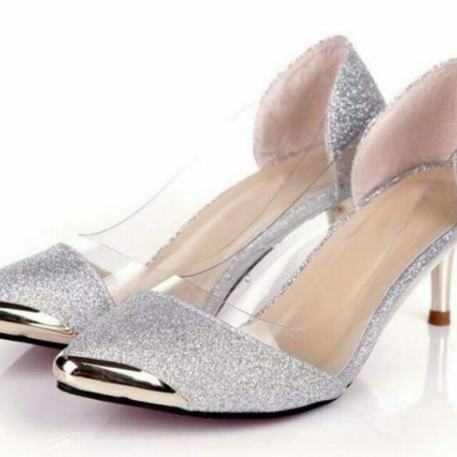 shoe department silver heels