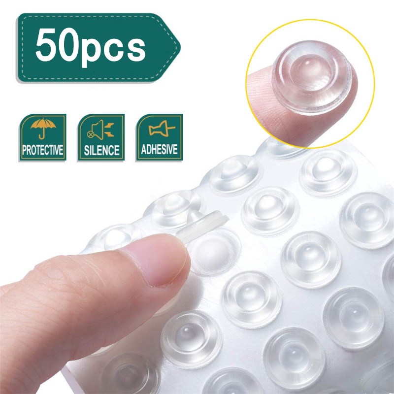 50PCS Bumper Pads /  Clear Self-Adhesive Rubber Cabinet Door Drawer Bumpers Pads / transparent silicone furniture cushion /Non Slip Silicone Mat Feet Crash Pad
