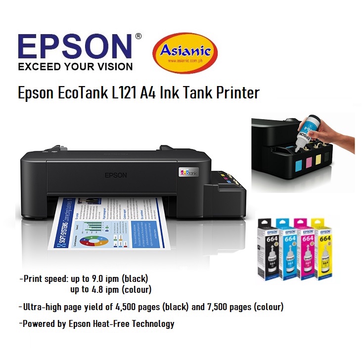 Epson Ecotank L121 A4 Ink Tank Printer Shopee Philippines 2789