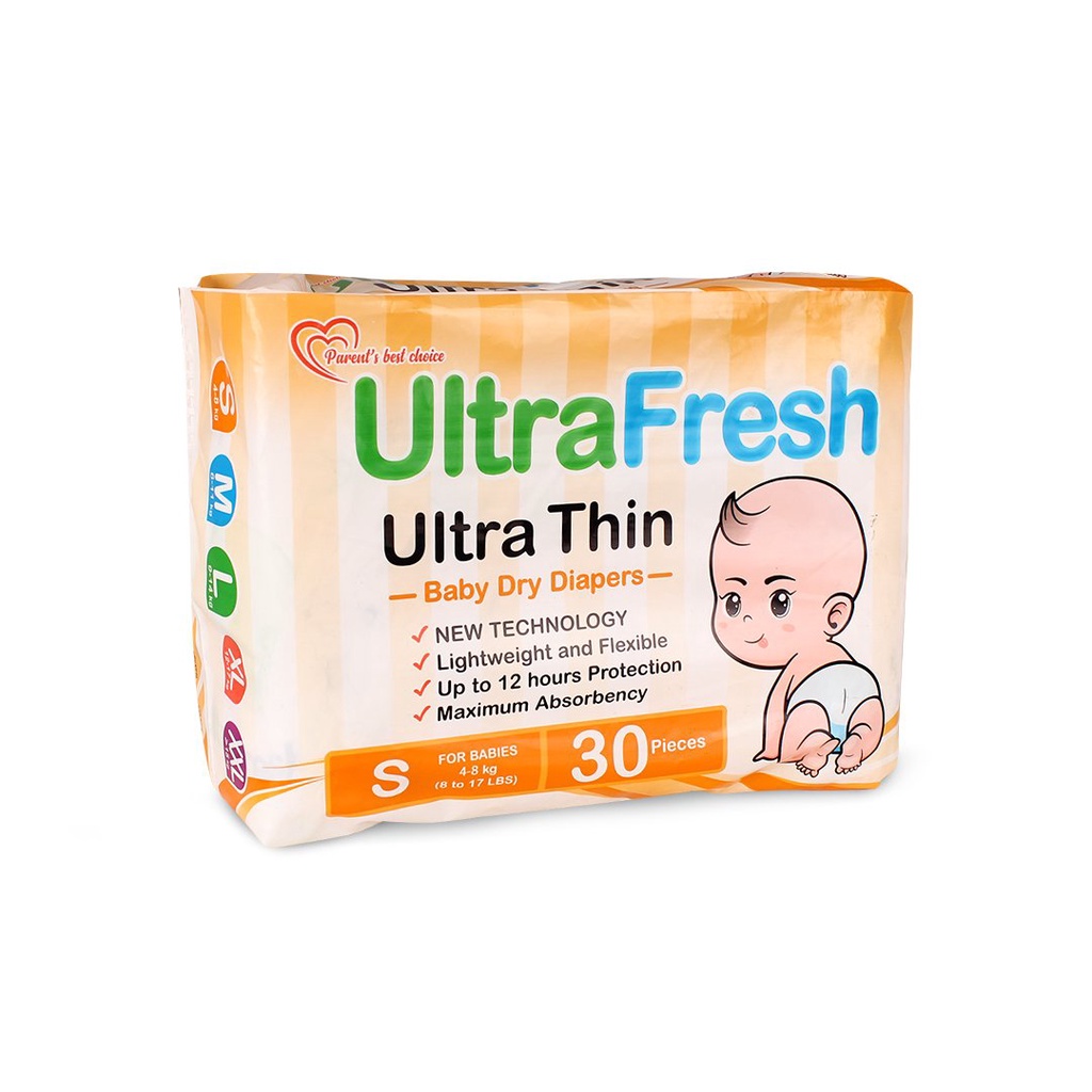 Ultrafresh Ultra Thin Tape Diapers Small 60s for Newborn & Babies  4-8 kg or 8 to 17 lbs Slim Lightw
