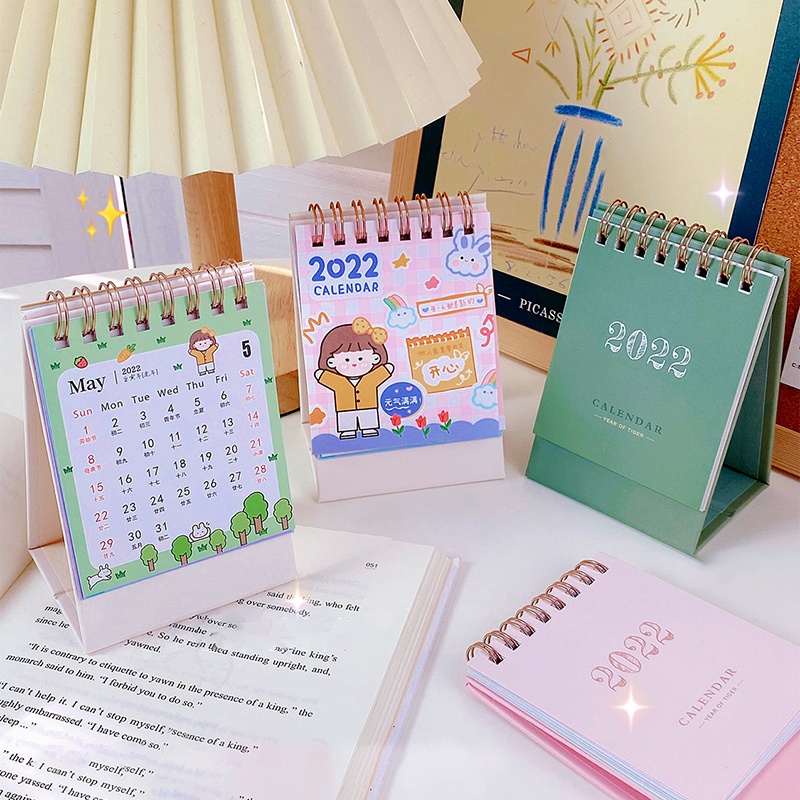 2022 Mini Calendar Korean Desk Calendar Cartoon Calendar for Students