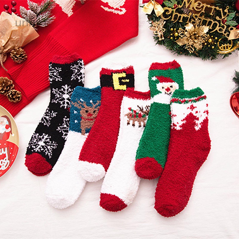 BCDshop Winter Women Warm Cotton Faux Wool Sock Fashion Cartoon Animal Crew Socks Christmas Xmas Gift