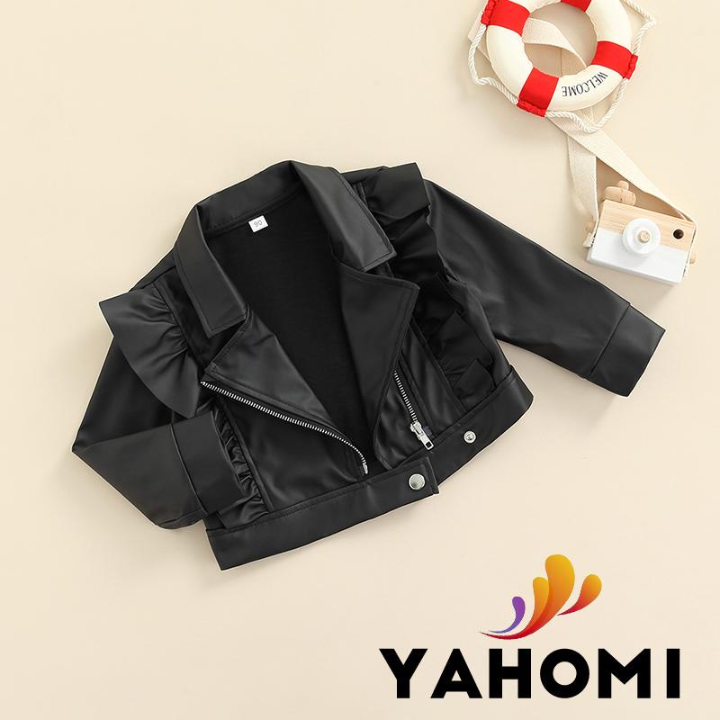 YahoBaby Zipper Jacket with Ruffle Decoration Lapel Version Windproof Spring Clothing