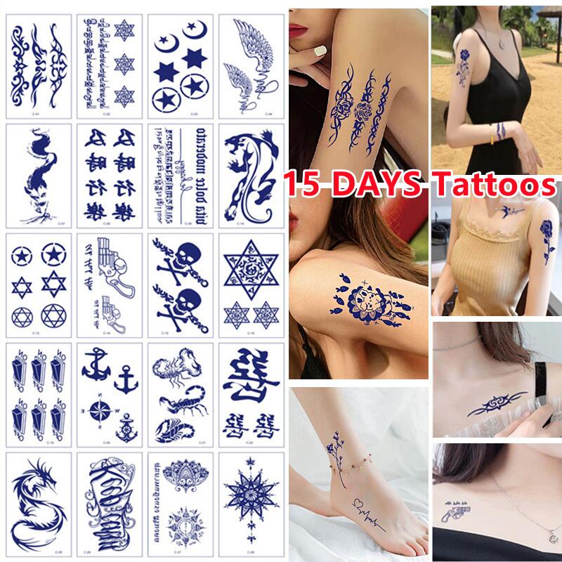 30Pcs Semi-Permanent Tattoos Last 15 DAYS Waterproof Herb Temporary Tattoo  Stickers COD | Shopee Philippines