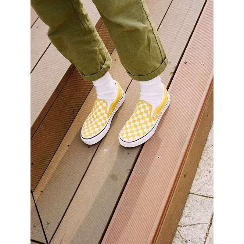 vans yellow checkerboard shoes
