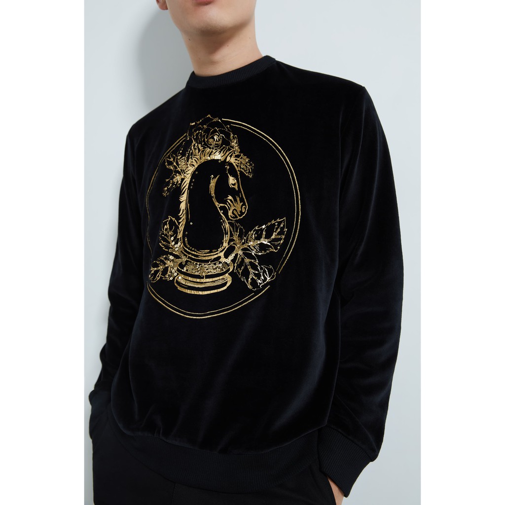 ZARA MAN VELVET SWEATSHIRT WITH CHESS 