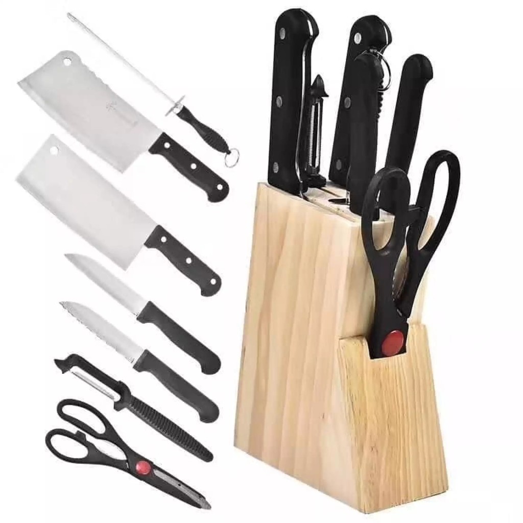 7Pcs Kitchen Knife Set with Stand (Black) Shopee Philippines