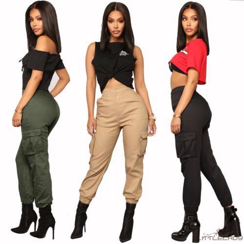 women's high rise cargo pants