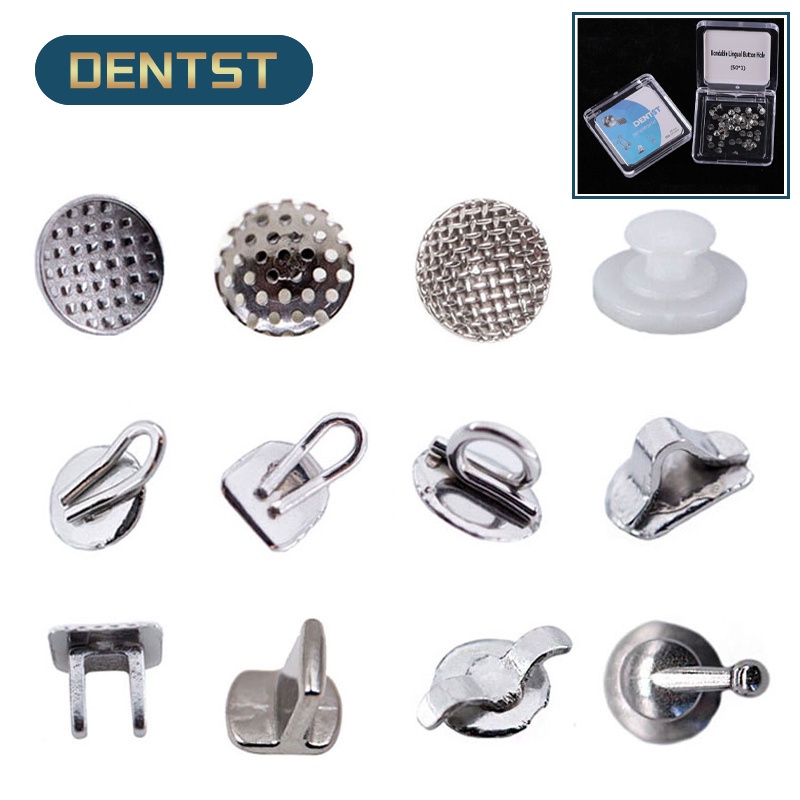 Dentst 50pcs Orthodontics Dental Direct Bond Eyelet Ceramic Lingual Button Tongue Tamer Bite