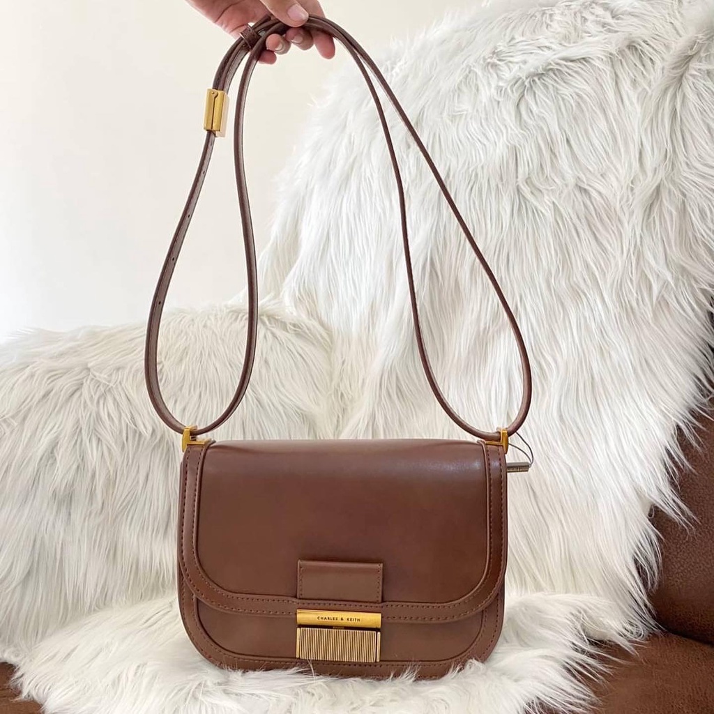 Charles and keith Metallic PushLock Crossbody Bag Shopee Philippines