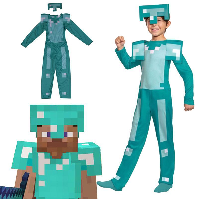 Minecraft Steve Armor Child Boys Cosplay Costume Dress Up Jumpsuit Suit Full Set Shopee Philippines