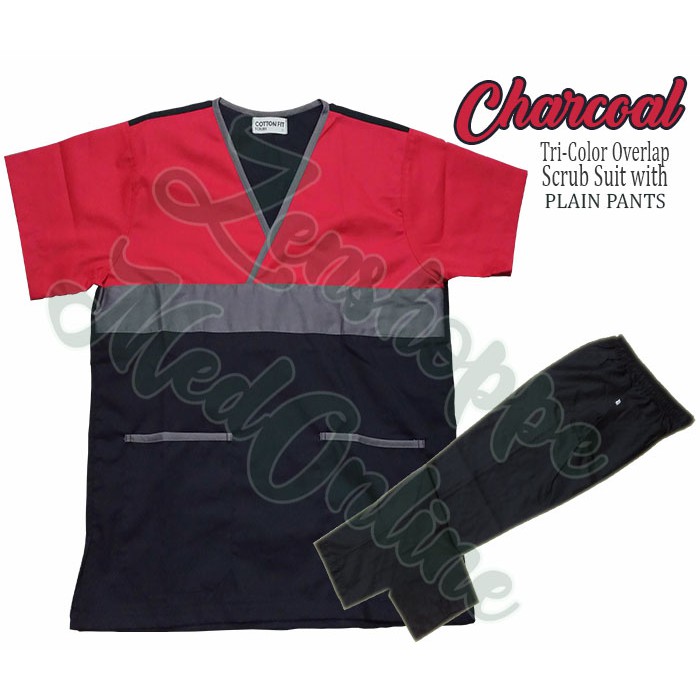 Tri-Color Overlap Scrub Suit (Charcoal) [LCR] | Shopee Philippines