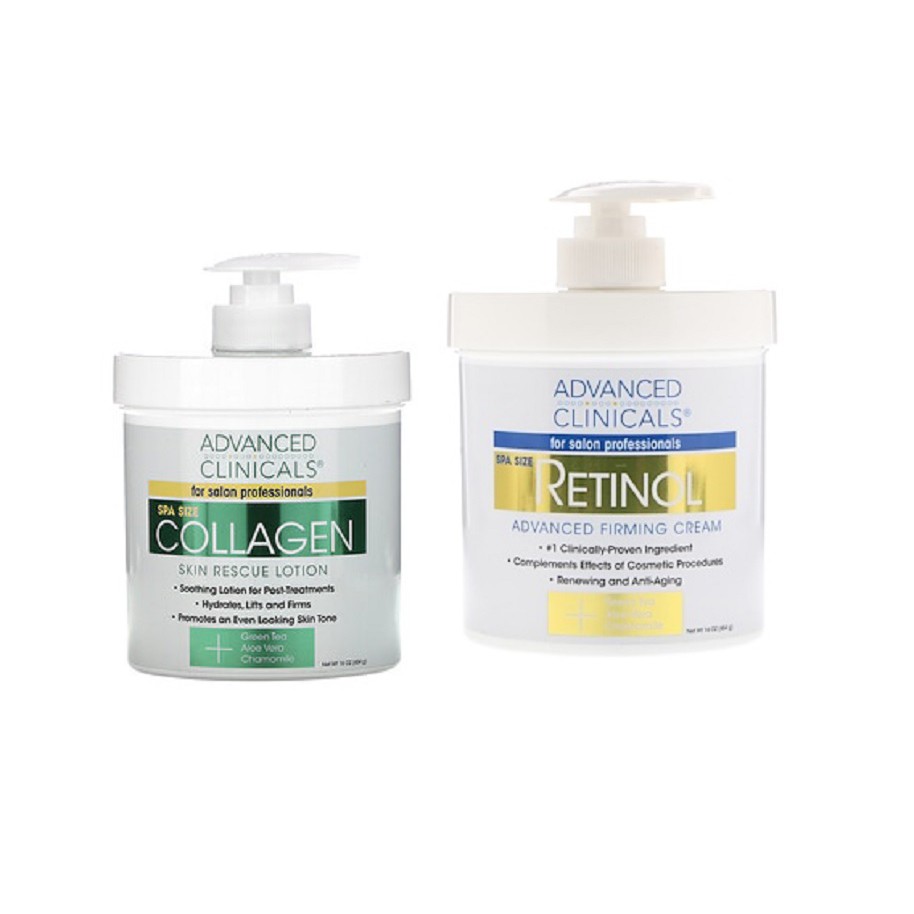 Advanced Clinicals Collagen Skin Rescue Lotion Or Retinol Advanced Firming Cream 16 Oz 454 G