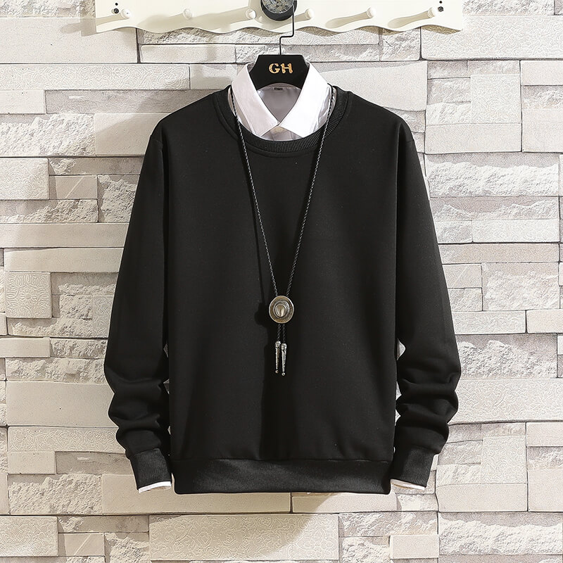 【S-3XL】Plain Long Sleeve T-Shirt Men's Loose O-Neck Couple Sweatshirt ...