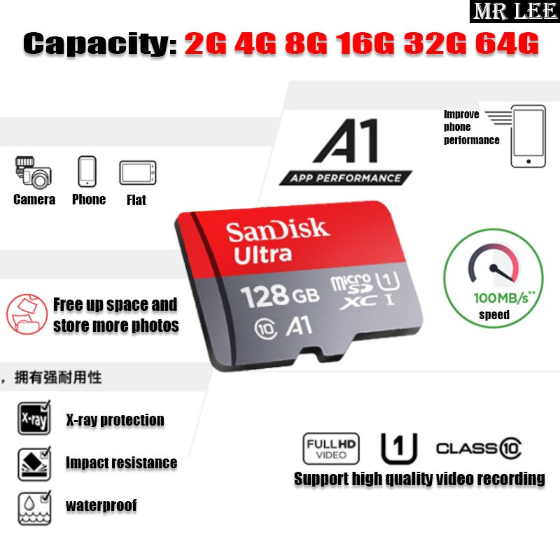 Original SanDisk Ultra SD Card A1 667x 2G 4G 8G 16G 32G 64G with
