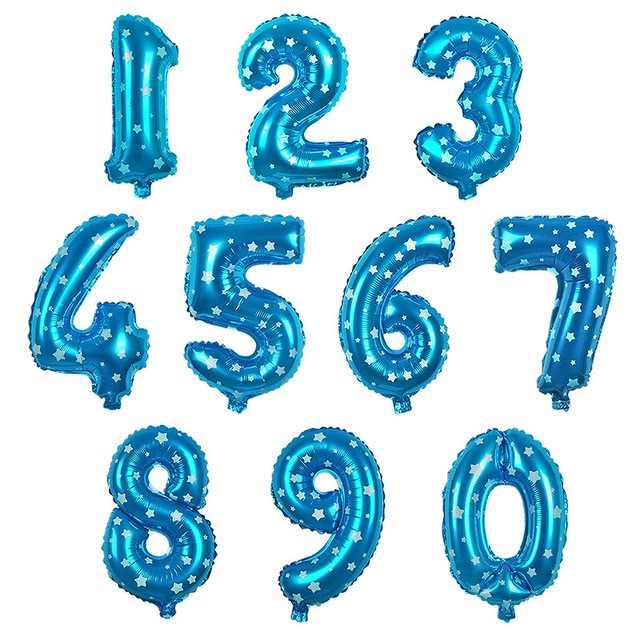 blue number balloons