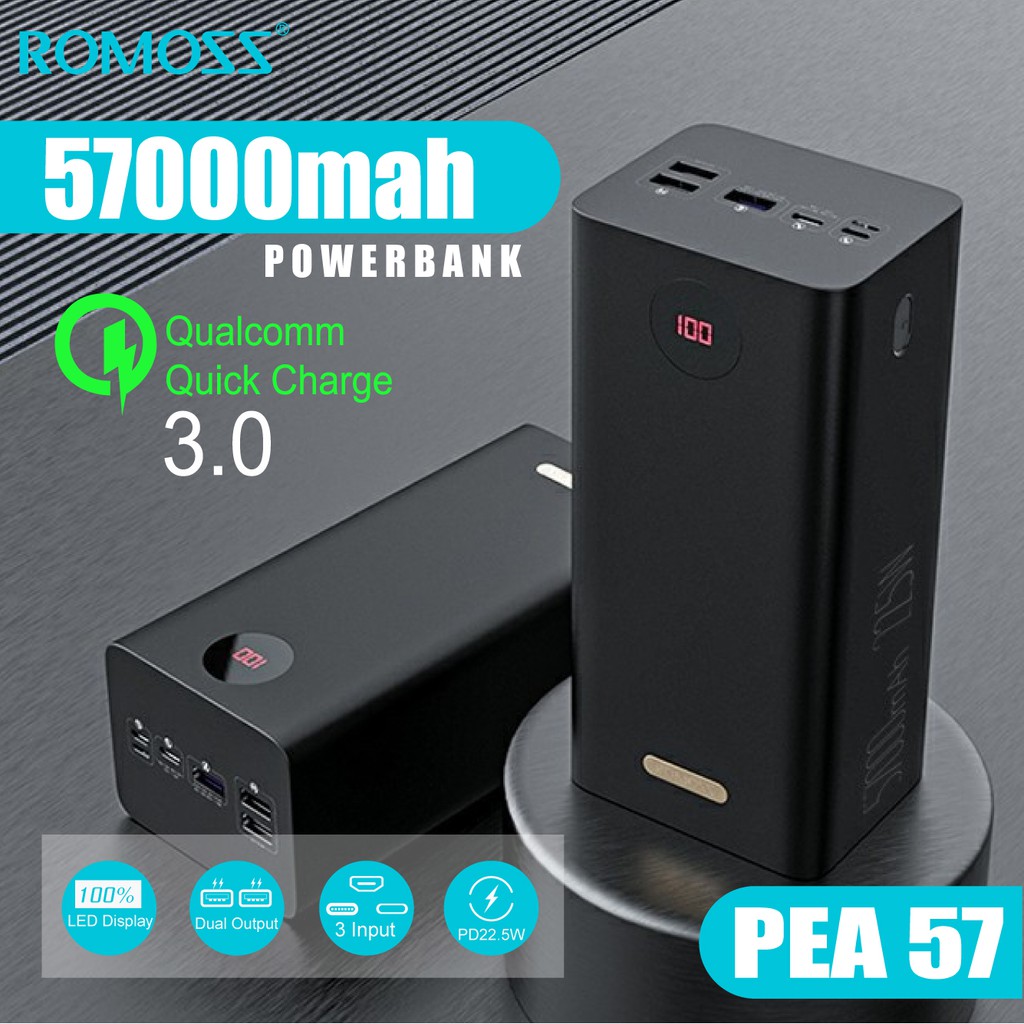 Romoss 50000mAh + 7000mah Power Bank Fast Charging 22.5w Powerbank Type