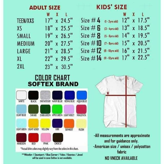 philippine size to american size clothing