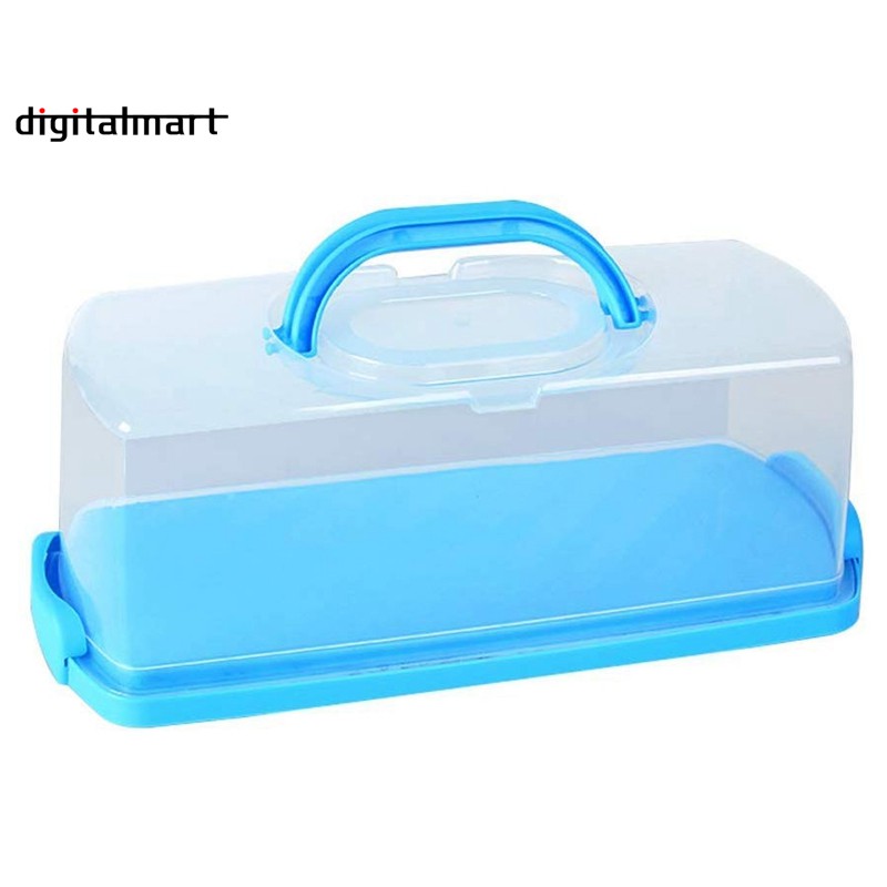 Portable Box with Handle Loaf Cake Container Plastic Rectangular Food Storage Keeper Carrier