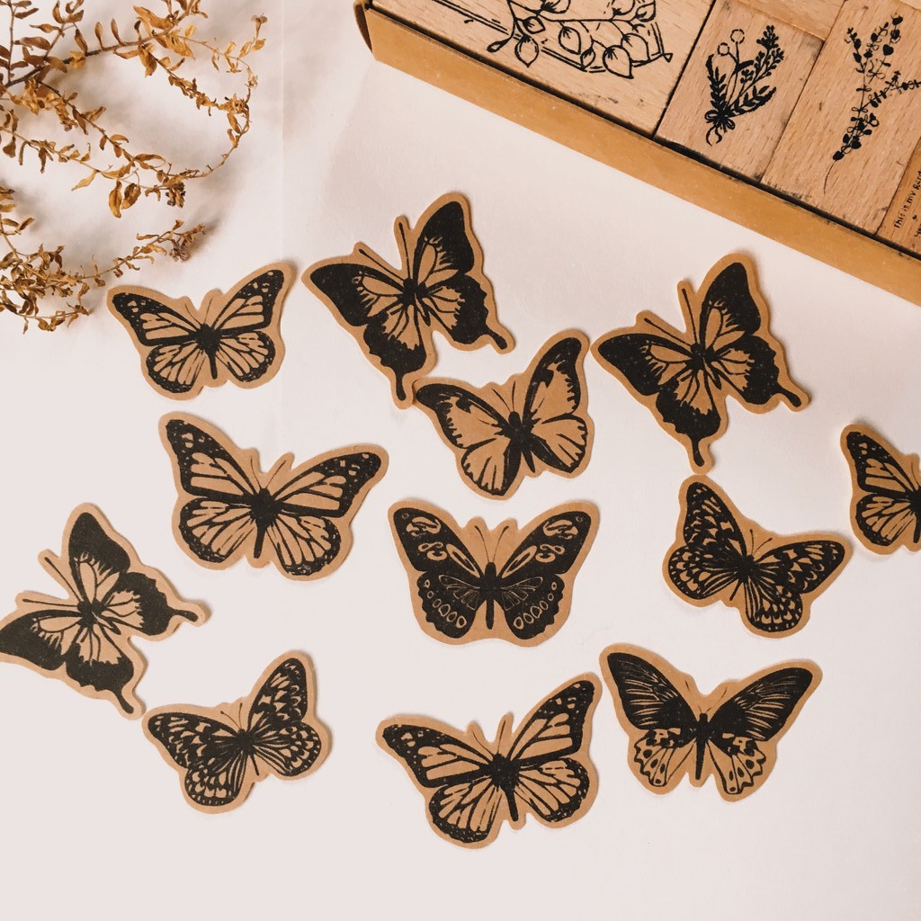 24 pcs butterflies sticker pack for vintage journal kraft paper ephemera deco shopee philippines