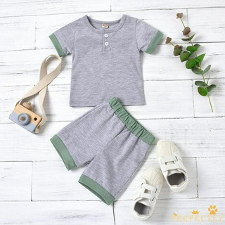 【COD】PFT-0-18 Months Newborn Baby Boys 2-piece Outfit Set Short Sleeve Color Block Tops+Shorts Set f #4
