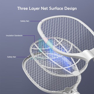 2 in 1 Electric Insect Racket electric mosquito killer lamp Mosquito Swatter USB Rechargeable #5