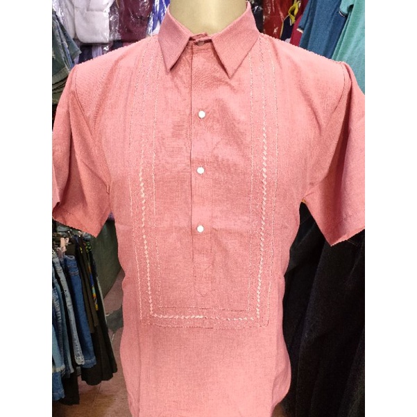 polo barong short sleeve (old rose) | Shopee Philippines