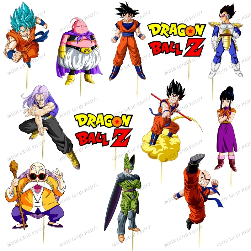 12pcs Cartoon Birthday Party Goku Game Ball Theme Cupcake Toppers pick ...