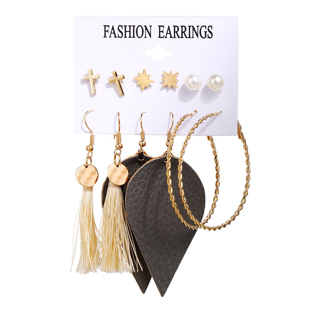 Style 1 Eleusine Boho Leaf Tassel Hook Dangle Earrings for Women Jewelry Gifts 