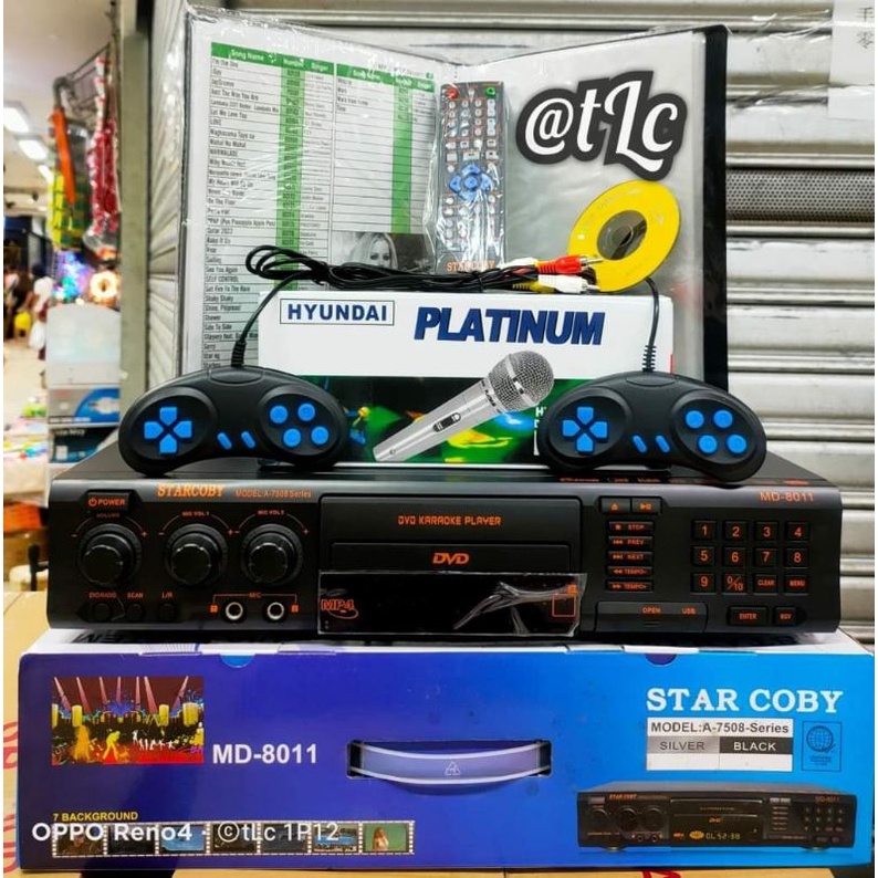 Karaoke Videoke Player with 17k songs and game controller with platinum microphone and songbook