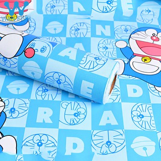 WANFISH Blue Cartoon Character Self-Adhesive Wallpaper Waterproof PVC Wall Sticker