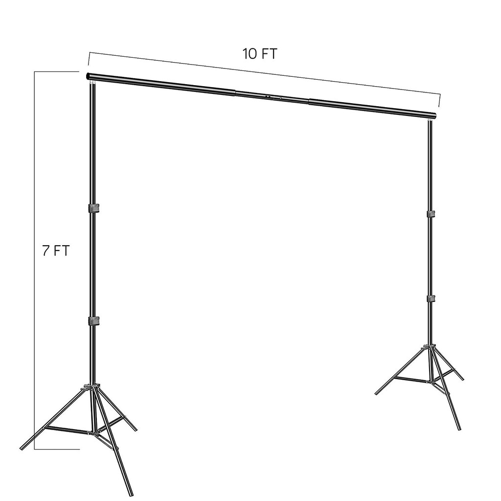 HPUSN Photo Video Studio 10ft Adjustable Backdrop Stand Background Support System Kit for Photography Studio with Clamp Sand Bag Carry Bag 