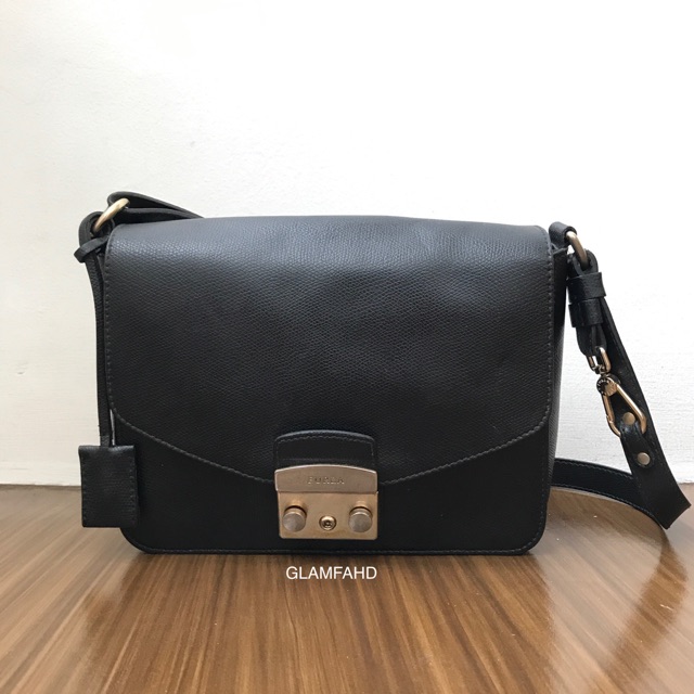 furla black sling bag