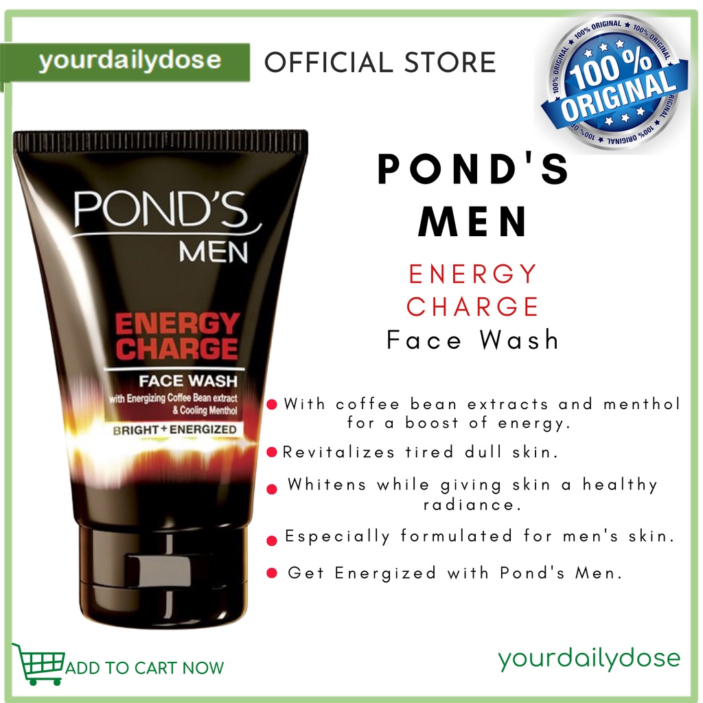 PONDS MEN ENERGY CHARGE WHITENING FOAM WHITE + COOL 100G | Shopee ...