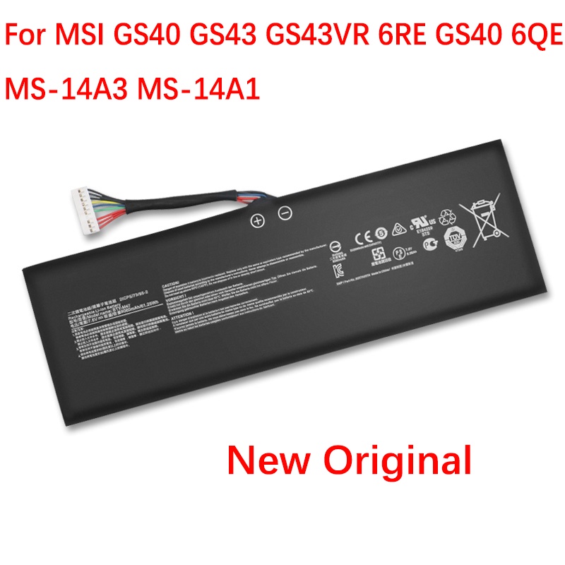 Bty M47 New For Msi Gs40 Gs43 Gs43vr 6re Gs40 6qe 2icp5 73 95 2 Ms 14a3 Ms 14a1 7 6v 61 25wh 8060mah Shopee Philippines