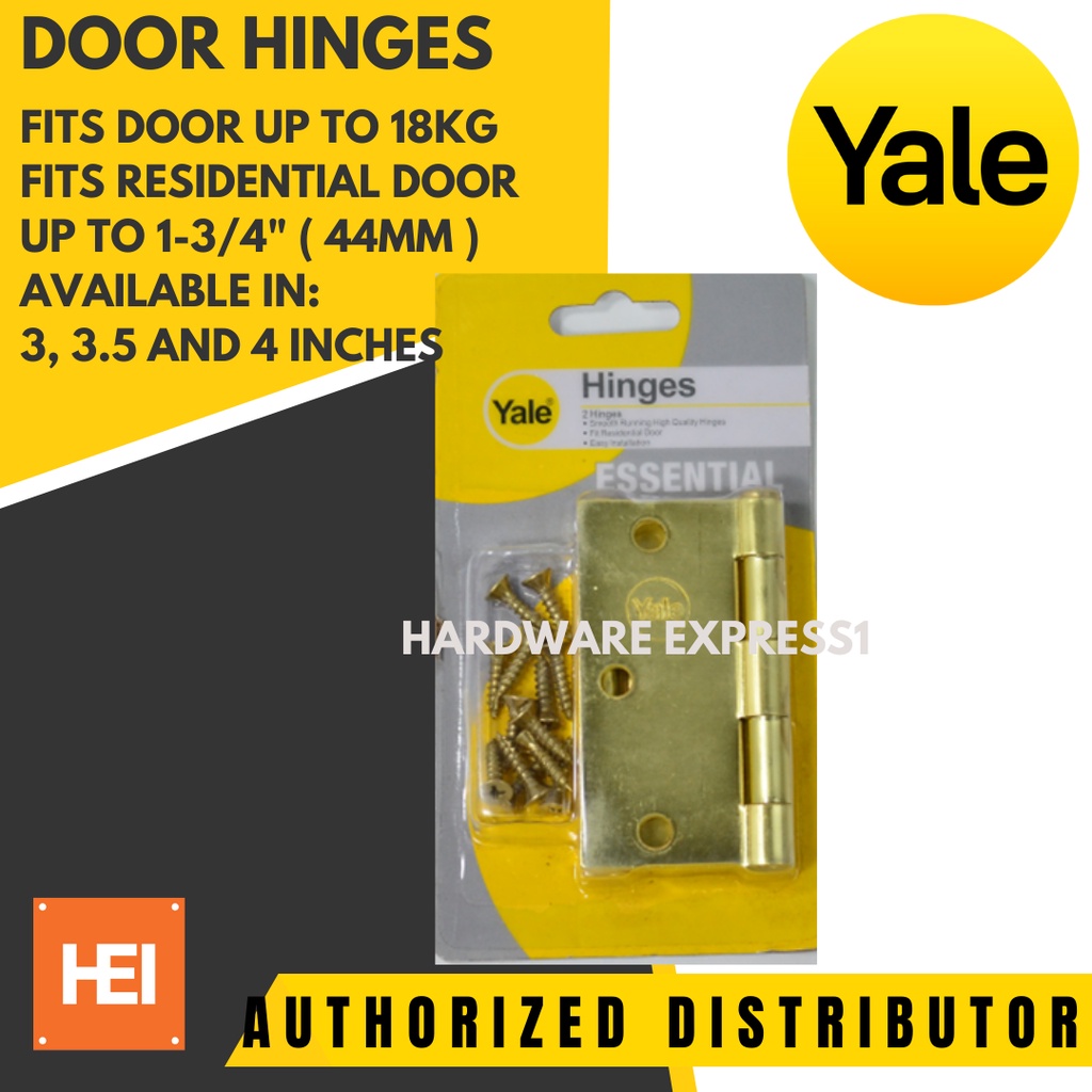 YALE Essential Door Hinges up to 18kg 3" / 3.5" / 4" (2 pcs / pack
