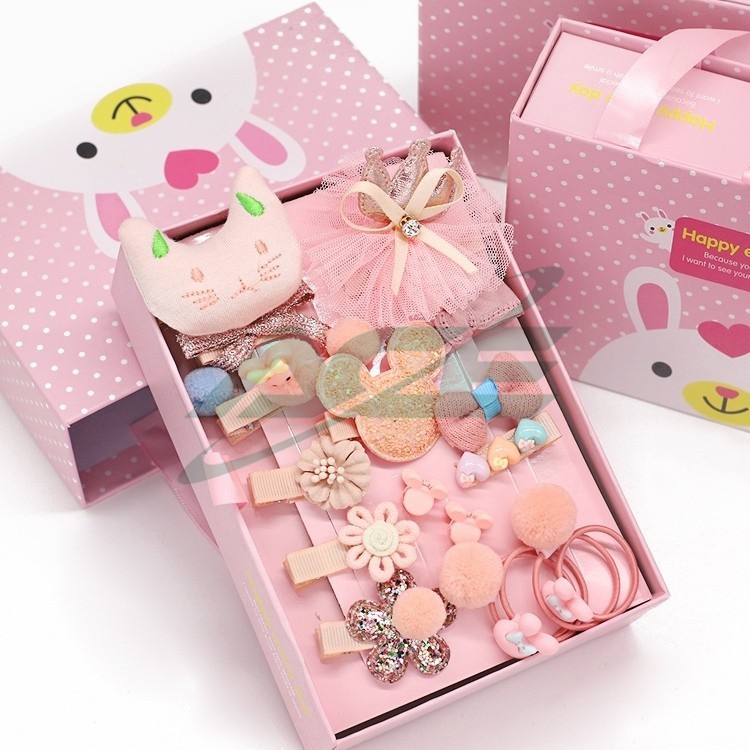 24Pcs/Set Children's Hair Accessories Bundle Set With Gift Box(Free Glue)Children's exchange gift