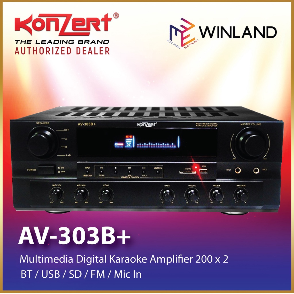 Konzert AV303B+ 200W x 2 AV303B+ MultiMedia Karaoke Amplifier w/ FM