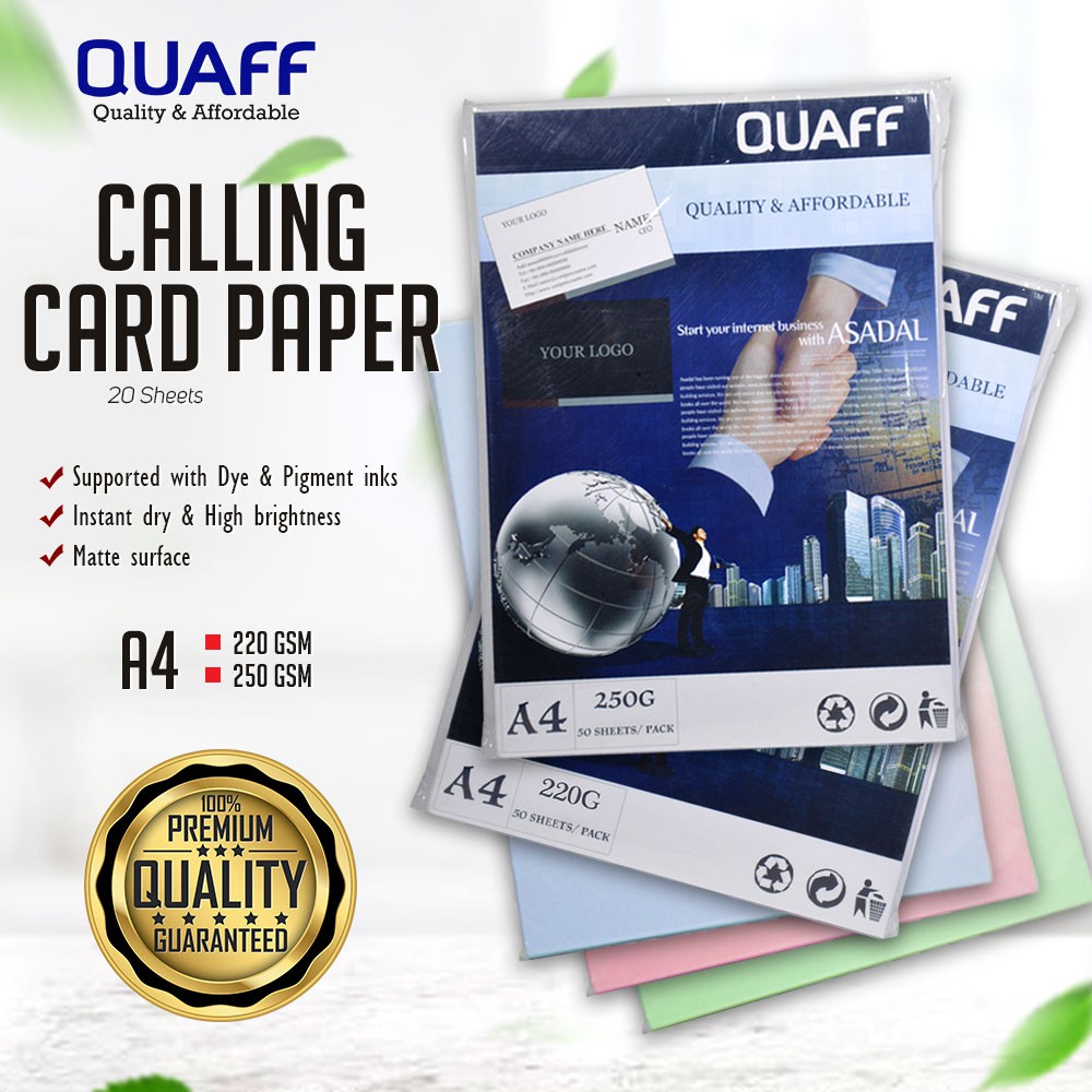 A4 QUAFF CALLING CARD PAPER WHITE (MATTE) Shopee Philippines