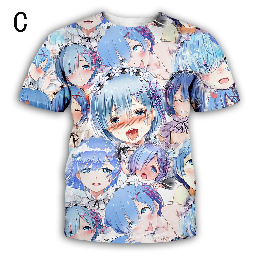 S 5xl Men Anime Re Zero Alisister Ahegao Rem 3d T Shirt Tops Short Sleeve Tee Shopee Philippines - roblox ahegao jacket