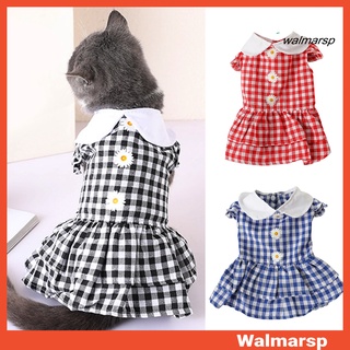 walmarsp Dog Dress Plaid Pattern Pet Outfit Princess Skirt Cat Clothes Summer Small Dog Clothes for Female Dog