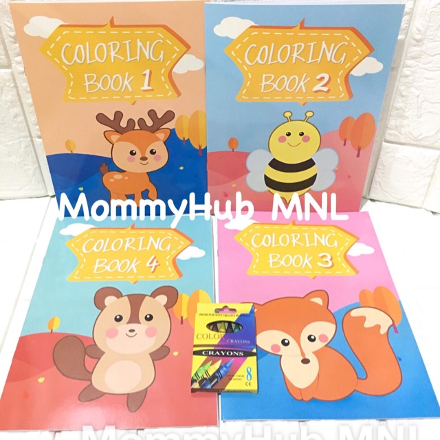 Download 4 Piece Set Copy Colouring Book Set With Free Box Of Crayons Shopee Philippines