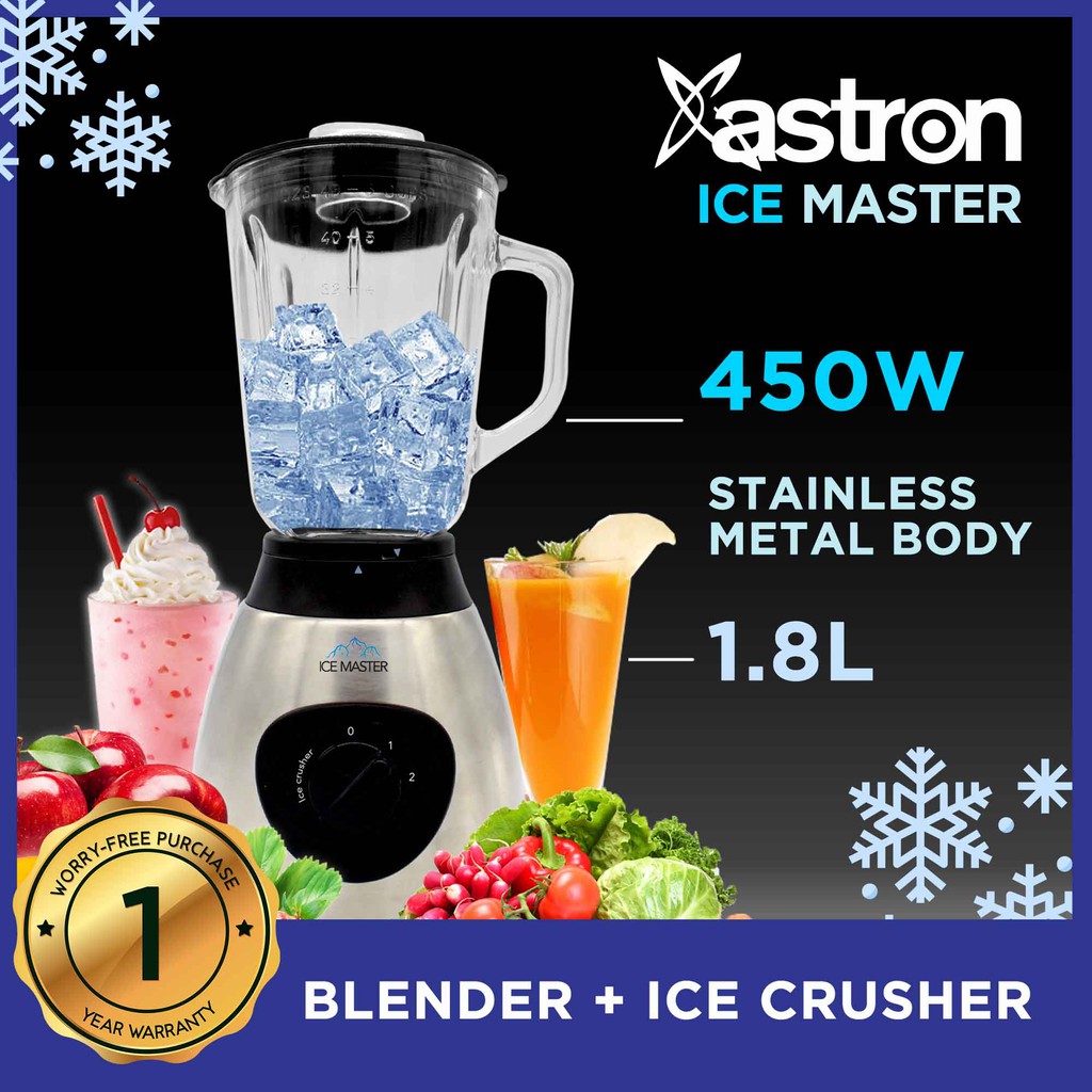 Astron Ice Master Blender and Ice Crusher with 1.8L Glass Jug (450W