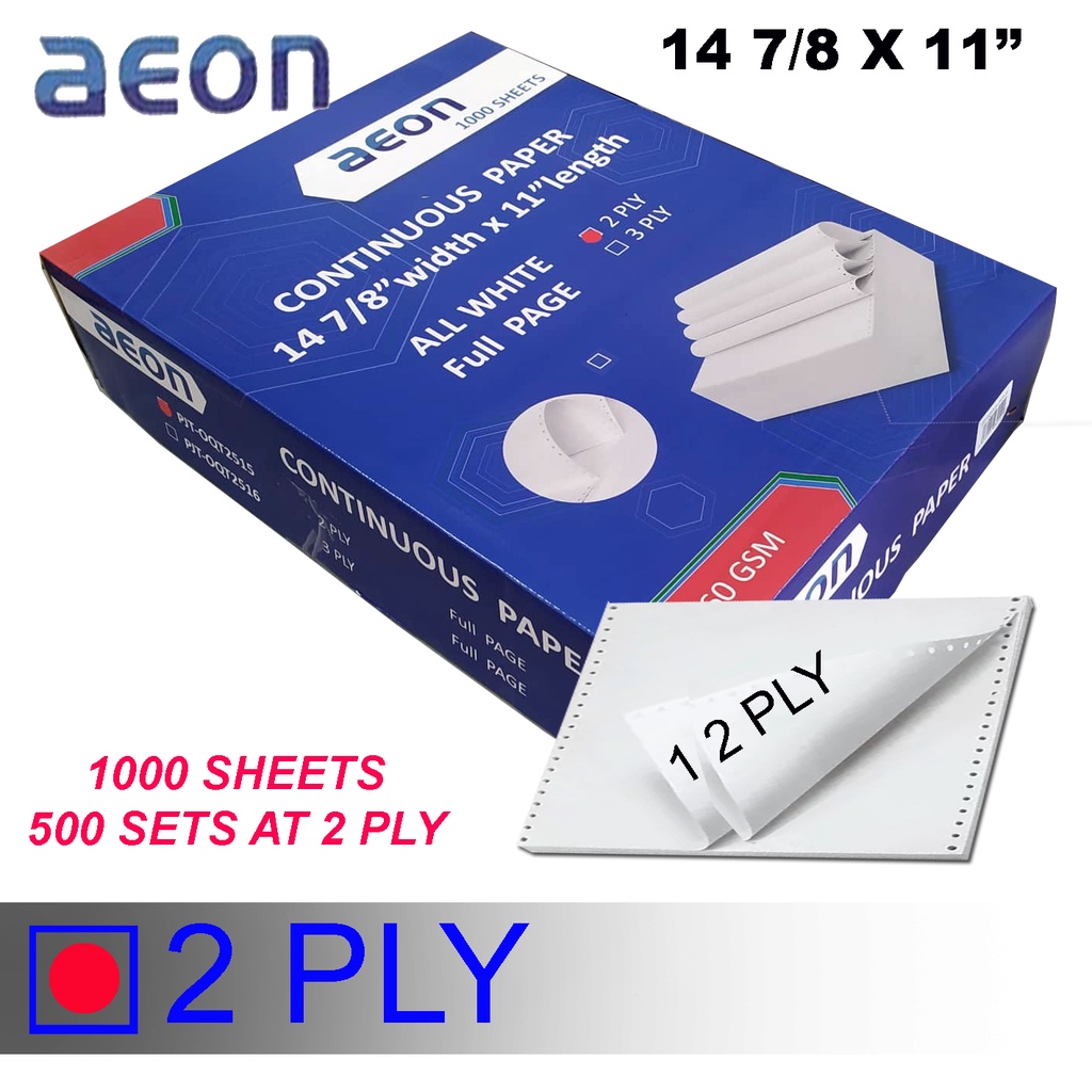 AEON 2Ply Carbonless Continuous Form Paper 1Whole 1000Sheets 1000Sets
