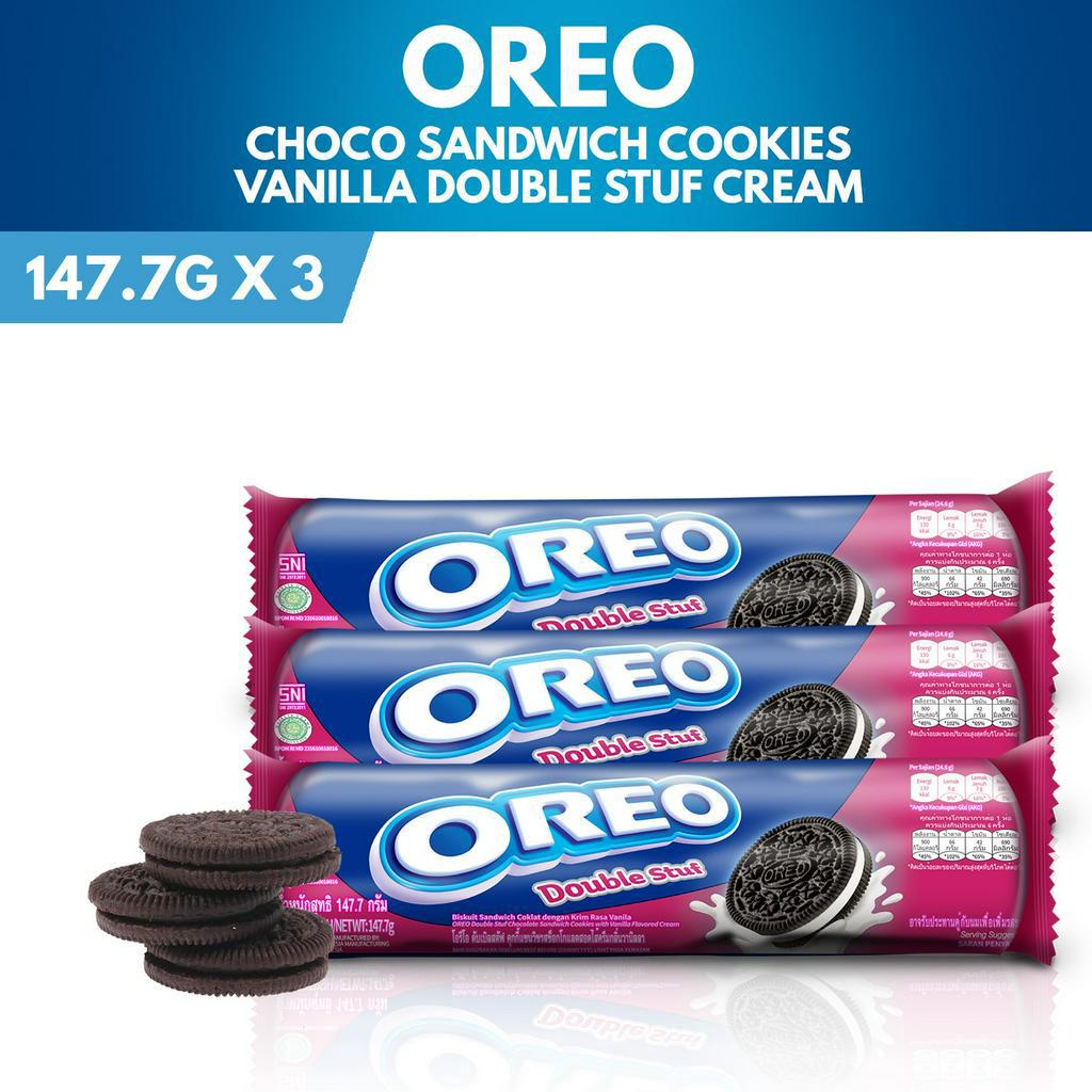 Oreo Double Stuff Vanilla Cream Sandwich Cookies Real Cocoa 147 7g X 3 Shopee Philippines
