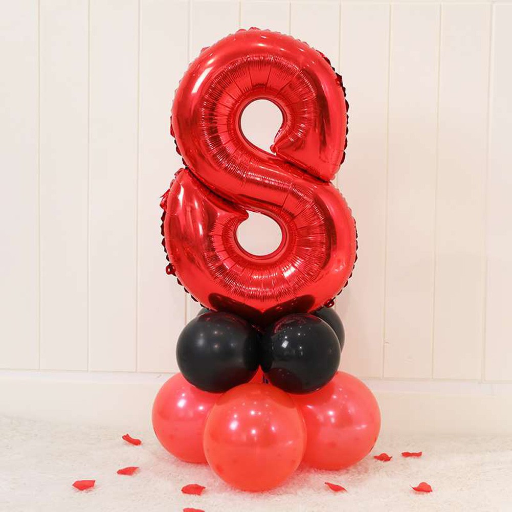 AGAR.SHOP RED 32 INCH Number Foil Balloon Giant Number Red Birthday Balloon Party Decoration Wedding