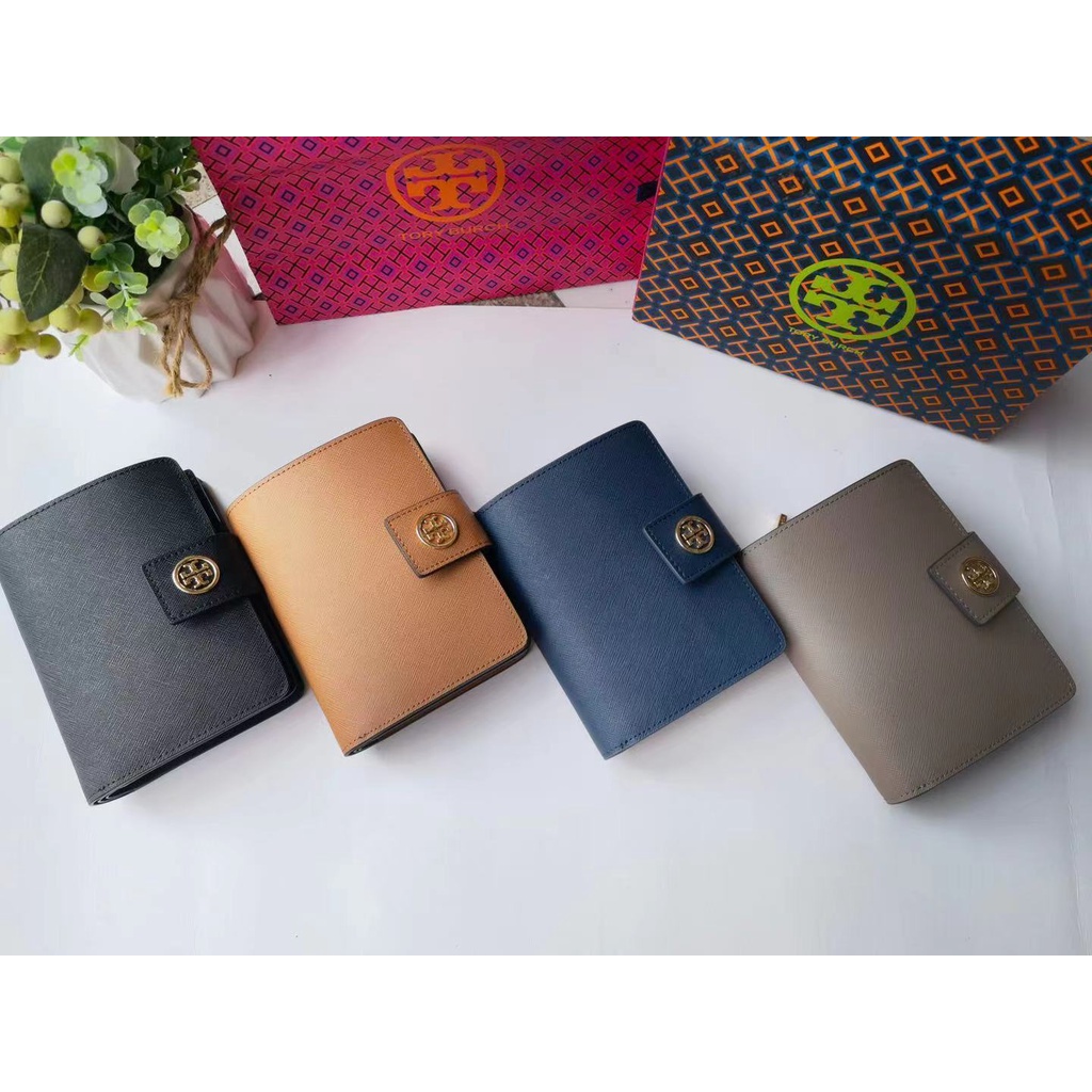 New Online！！】Tory Burch Lady's 2021 Counter New Four Colors Saffiano  leather large-capacity folding snap wallet | Shopee Philippines
