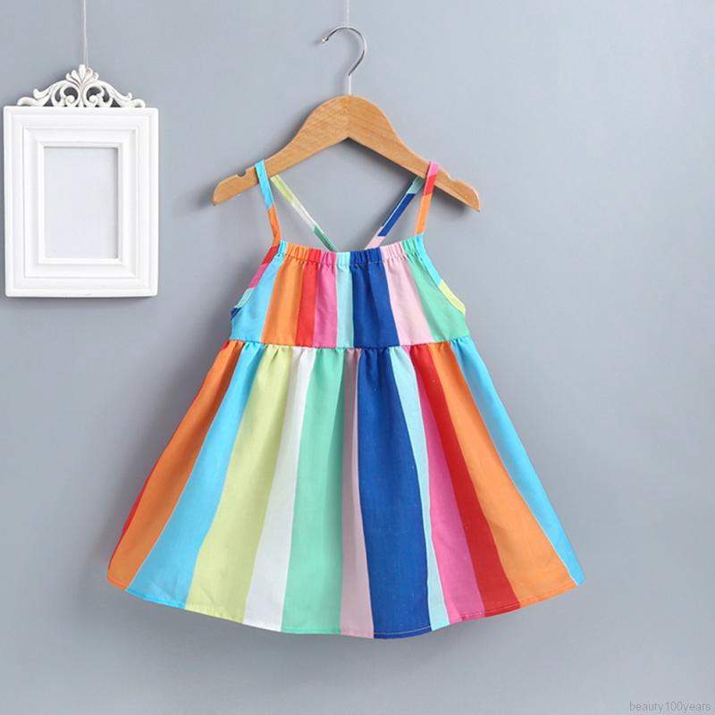 Summer Casual Fashion Baby Girl Cute Colorful Striped Sleeveless Sling ...